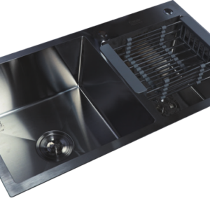 KS-7843B Stainless steel kitchen sink with drainboard, black