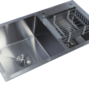 KS-7843S Stainless steel kitchen sink with drainboard, silver